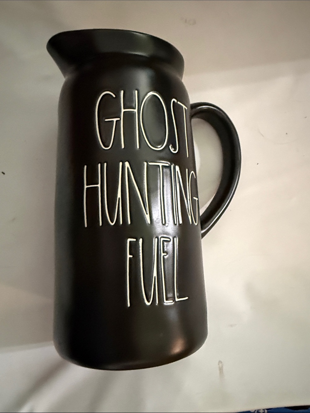 Rae Dunn Ghost Hunting Fuel Ceramic Pitcher - Black new without tags